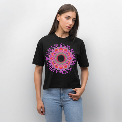 Mandala Pink Design – Frauen Boxy Bio-T-Shirt - Schwarz