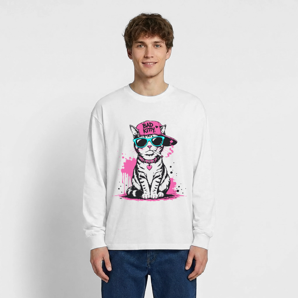 Bad Kitty Design – Oversized Langarmshirt - Weiß