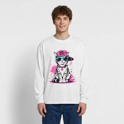 Bad Kitty Design – Oversized Langarmshirt - Weiß