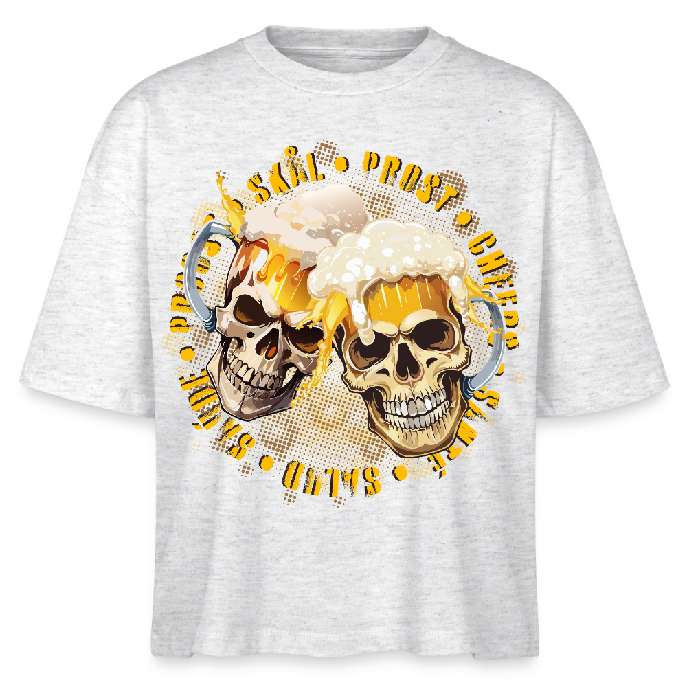 Party Skull Design – Frauen Boxy Bio-T-Shirt - Weiß meliert