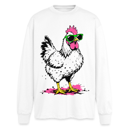 street Chicken Design – Oversized Langarmshirt - Weiß