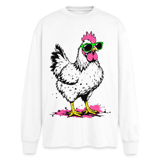 street Chicken Design – Oversized Langarmshirt - Weiß