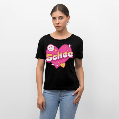 Schnee Design – Rundhals Frauen Bio-T-Shirt - Schwarz