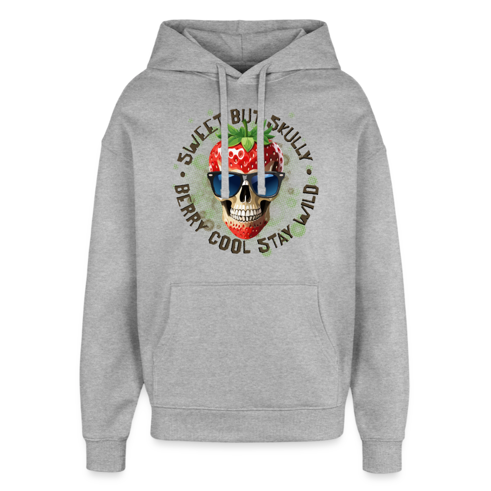 Strawberry Skull Design – Oversized Unisex Hoodie - Grau meliert