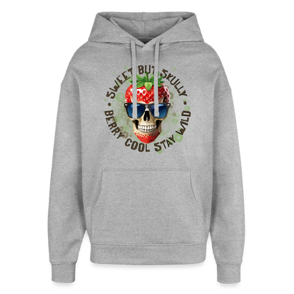 Strawberry Skull Design – Oversized Unisex Hoodie - Grau meliert