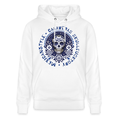 Sugar Skull Blau Design – Unisex Bio-Hoodie - Weiß