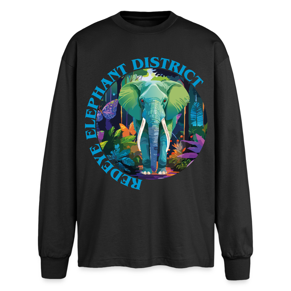 Elephant Design – Oversized Langarmshirt - Schwarz