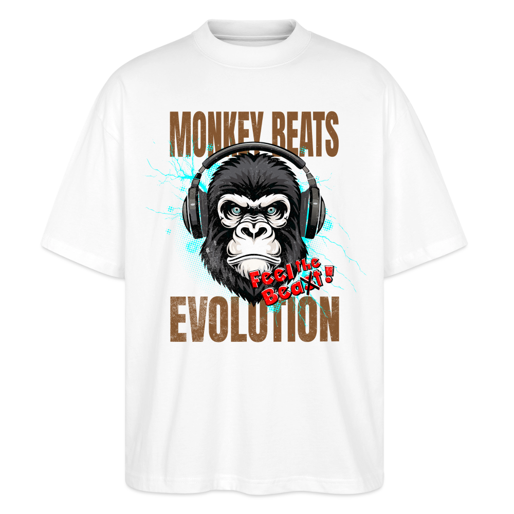 Monkey Beats Design – Oversized Unisex Bio T-Shirt - Weiß