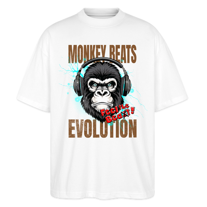 Monkey Beats Design – Oversized Unisex Bio T-Shirt - Weiß