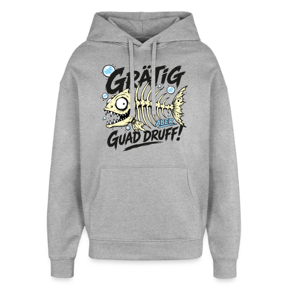 Fischskelett Grätig Design – Oversized Unisex Hoodie - Grau meliert