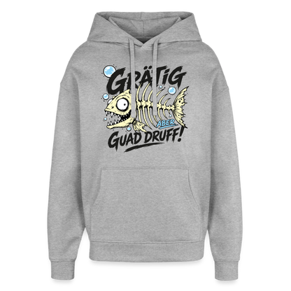 Fischskelett Grätig Design – Oversized Unisex Hoodie - Grau meliert