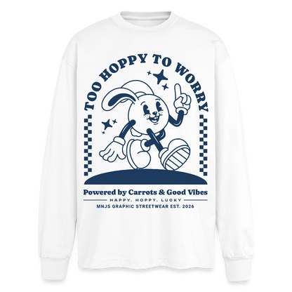 Too Hoppy Too Worry Design – Oversized Langarmshirt - Weiß