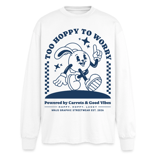 Too Hoppy Too Worry Design – Oversized Langarmshirt - Weiß