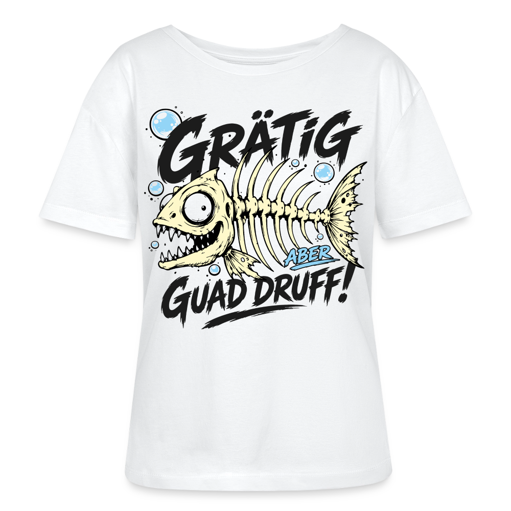 Fischskelett Grätig Design –  Rundhals Frauen Bio-T-Shirt - Weiß
