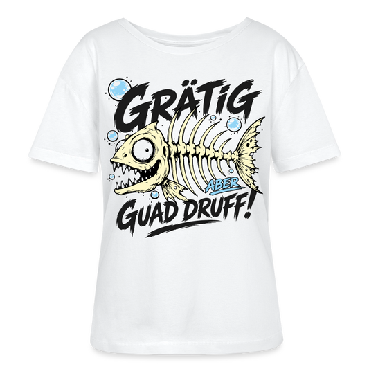 Fischskelett Grätig Design –  Rundhals Frauen Bio-T-Shirt - Weiß