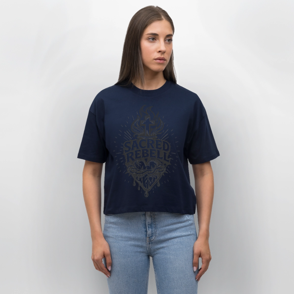 Sacred Rebell Design – Frauen Boxy Bio-T-Shirt - Navy