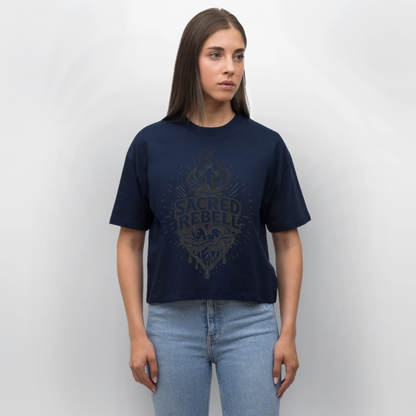 Sacred Rebell Design – Frauen Boxy Bio-T-Shirt - Navy