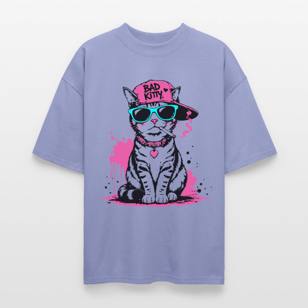 Bad Kitty Design – Oversized Unisex Bio T-Shirt - Violett