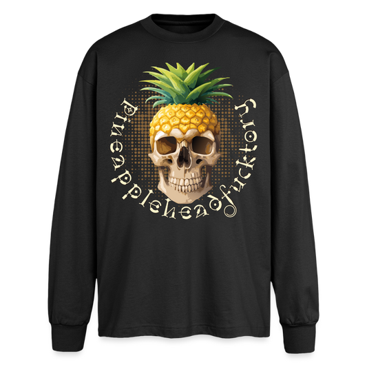 Pineapple Skull Design - Oversized Langarmshirt - Schwarz