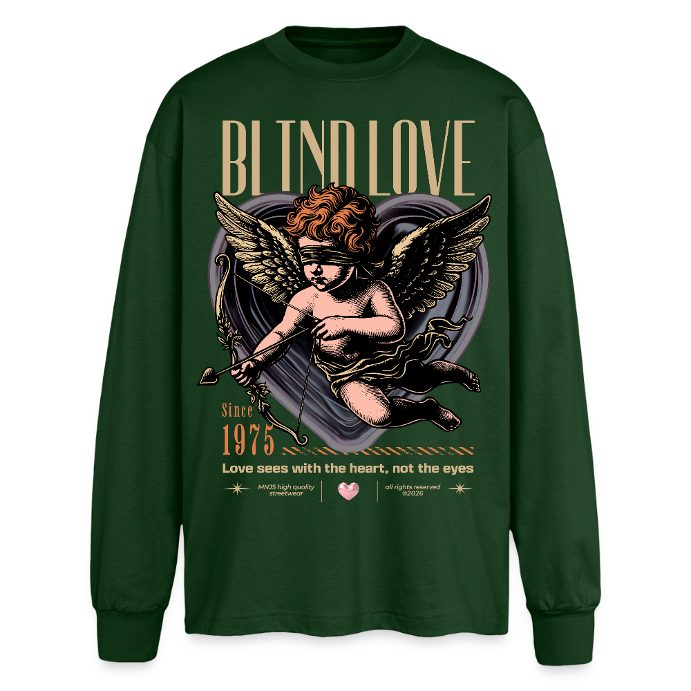 Blind Love Design – Oversized Langarmshirt - Flaschengrün