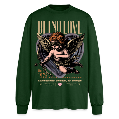 Blind Love Design – Oversized Langarmshirt - Flaschengrün