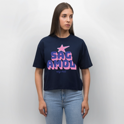 Sagamol Design – Frauen Boxy Bio-T-Shirt - Navy
