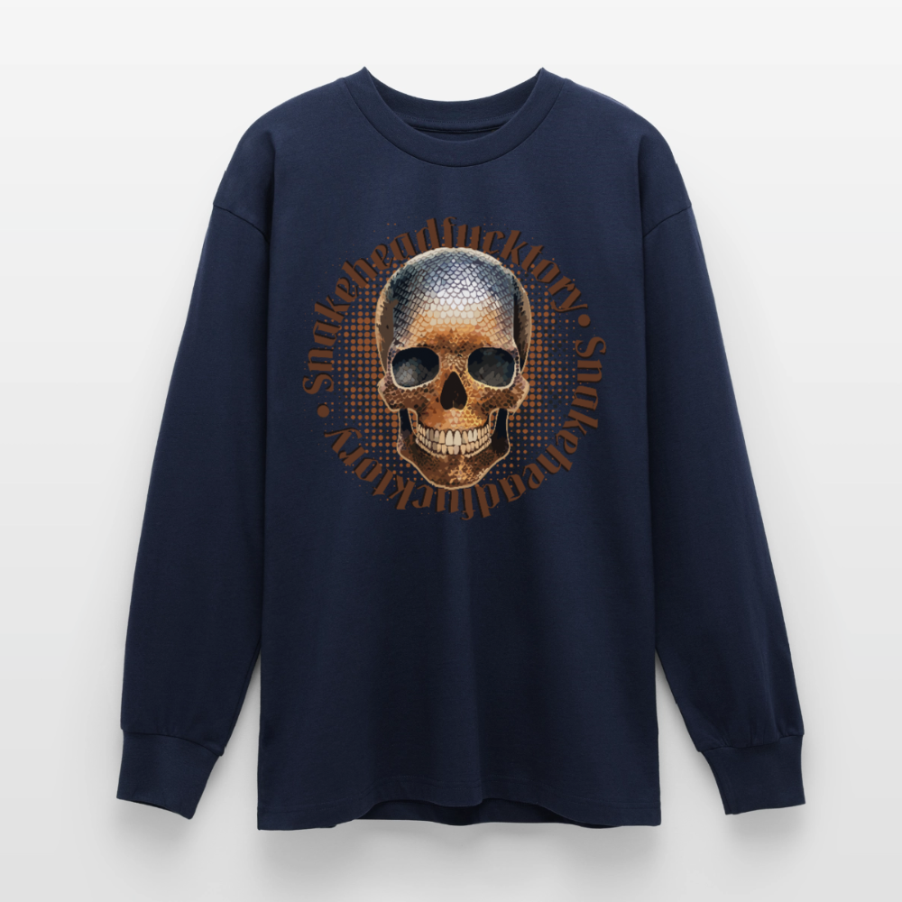 Snake Skull Design – Oversized Langarmshirt - Navy