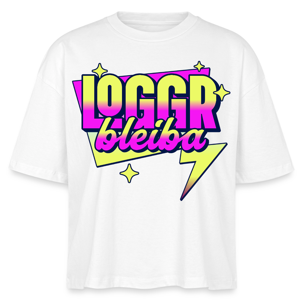 Logo bleibt Design – Frauen Boxy Bio-T-Shirt - Weiß