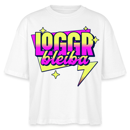 Logo bleibt Design – Frauen Boxy Bio-T-Shirt - Weiß