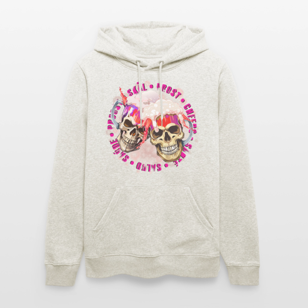 Party Skull Design Pink – Unisex Bio-Hoodie - Beige meliert