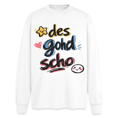 Des gohd scho Design – Oversized Langarmshirt - Weiß