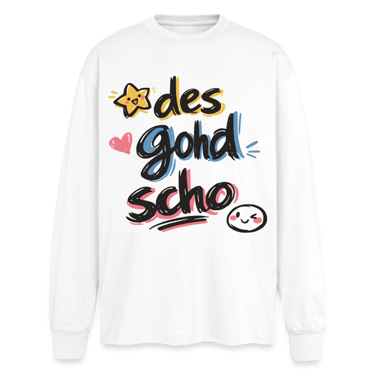 Des gohd scho Design – Oversized Langarmshirt - Weiß