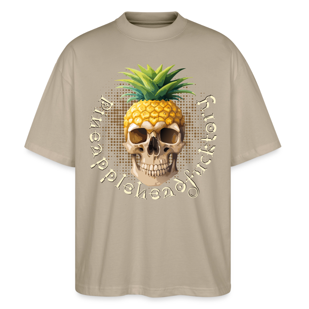 Pineapple Skull Design - Oversized Unisex Bio T-Shirt - Steingrau