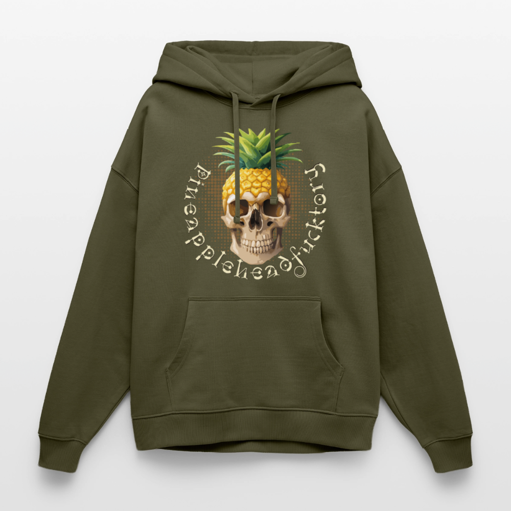 Pineapple Skull Design - Oversized Unisex Hoodie - Khaki