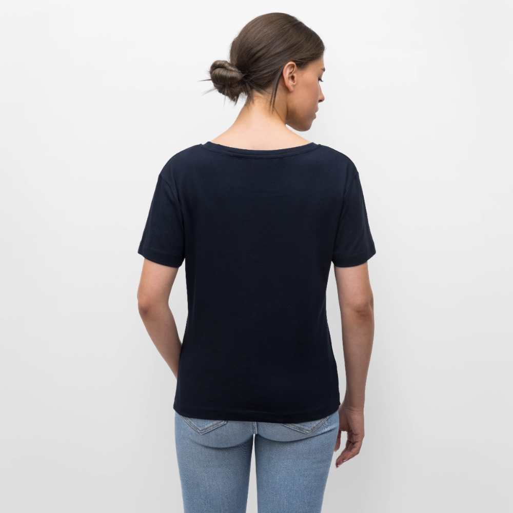 Schnee Design – Rundhals Frauen Bio-T-Shirt - Navy