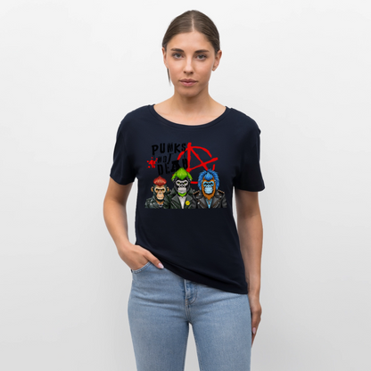 Punks Not Dead Design – Rundhals Frauen Bio-T-Shirt - Navy