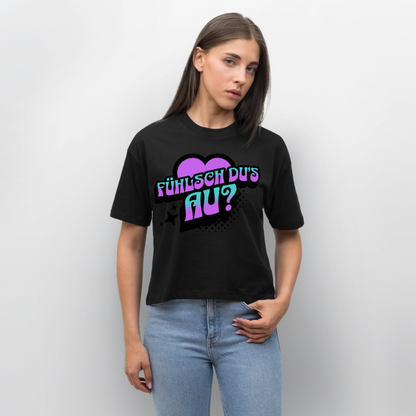 Fühlsch du‘s au Design – Frauen Boxy Bio-T-Shirt - Schwarz