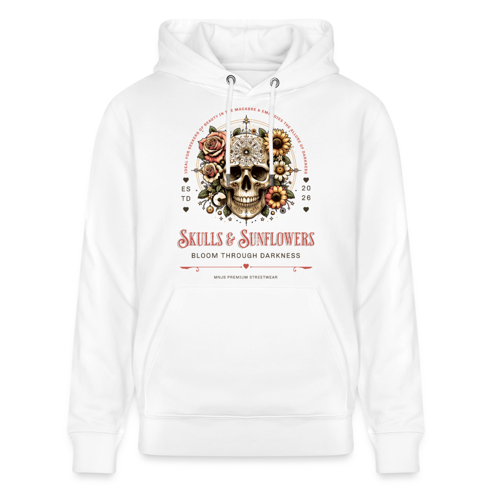 Skulls & Sunflowers Design – Unisex Bio-Hoodie - Weiß