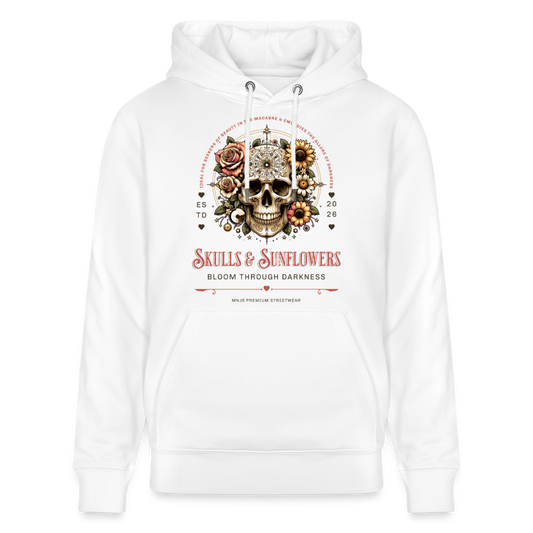 Skulls & Sunflowers Design – Unisex Bio-Hoodie - Weiß