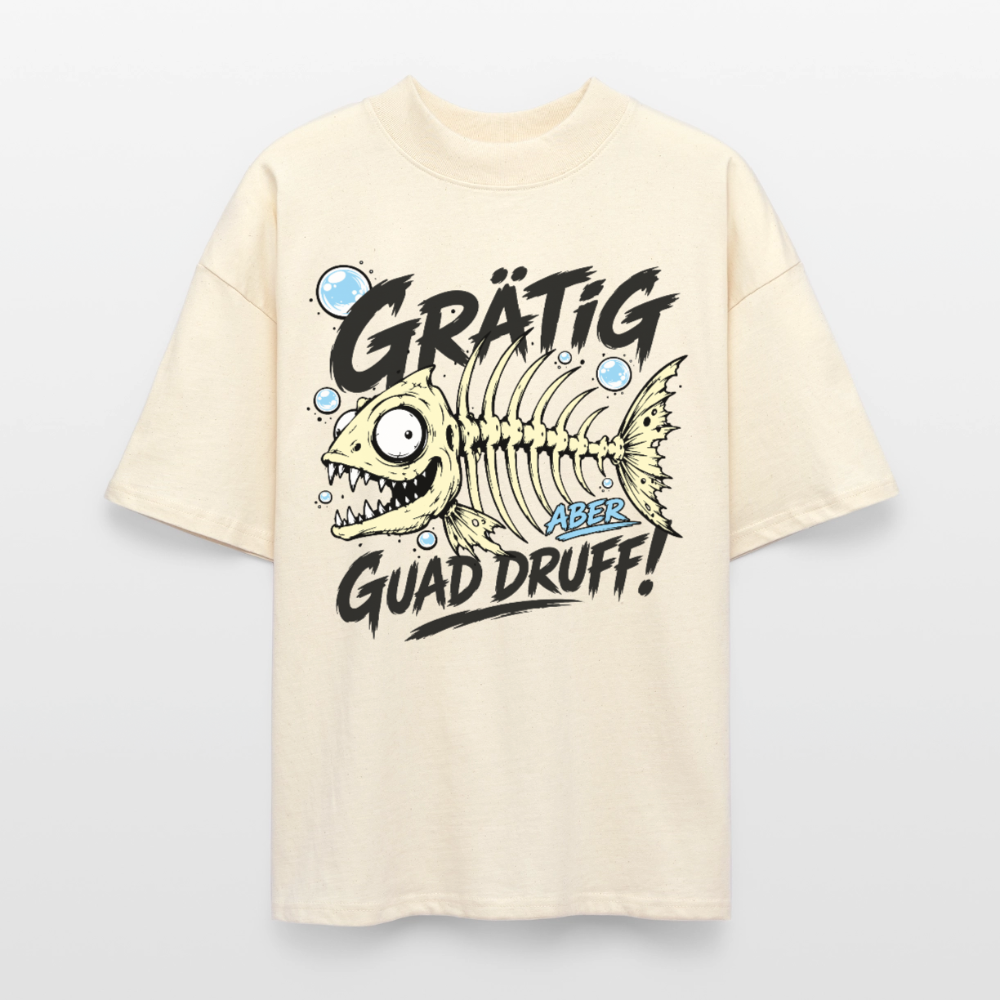 Fischskelett Grätig Design – Oversized Unisex Bio T-Shirt - Natur