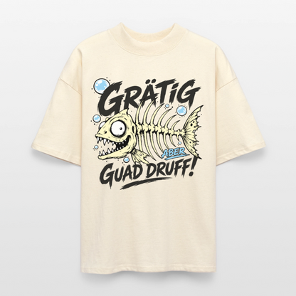 Fischskelett Grätig Design – Oversized Unisex Bio T-Shirt - Natur