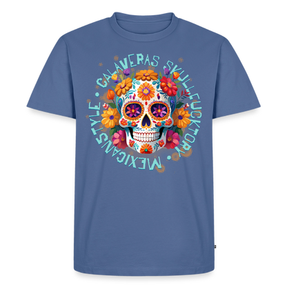 Sugar Skull Blumen Design – Männer Premium T-Shirt - Taubenblau