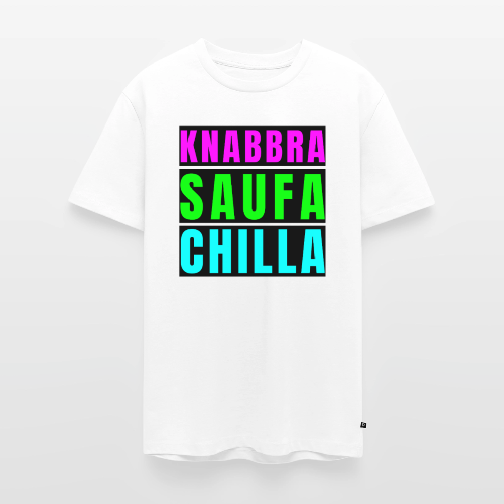 Knabbra Saufa Chilla Design – Männer Premium T-Shirt - Weiß