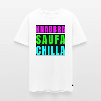Knabbra Saufa Chilla Design – Männer Premium T-Shirt - Weiß