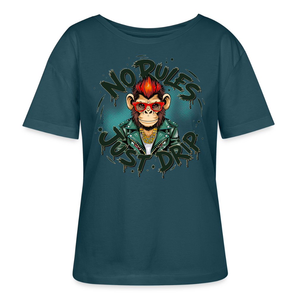 Monkey No Rules Design – Rundhals Frauen Bio-T-Shirt - Dunkles Petrol