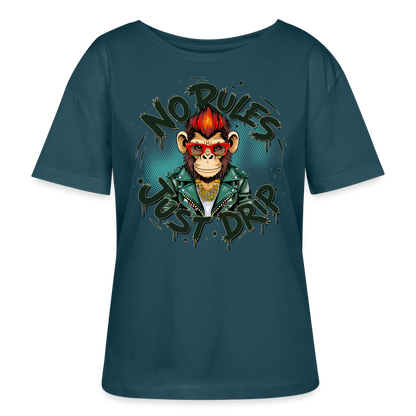 Monkey No Rules Design – Rundhals Frauen Bio-T-Shirt - Dunkles Petrol