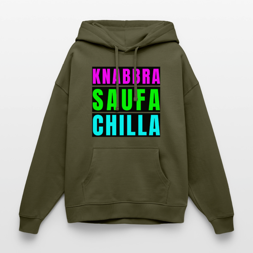 Knabbra Saufa Chilla – Oversized Unisex Hoodie - Khaki