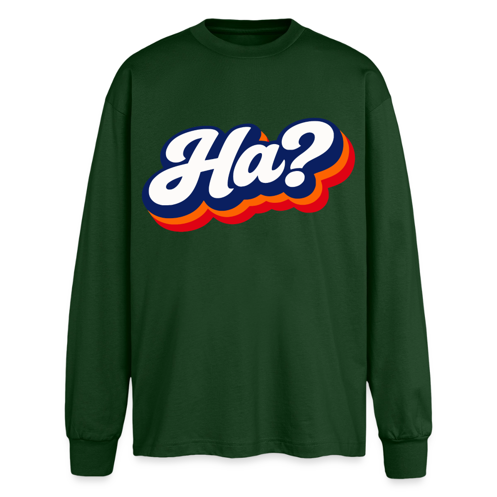 Ha? Design – Oversized Langarmshirt - Flaschengrün