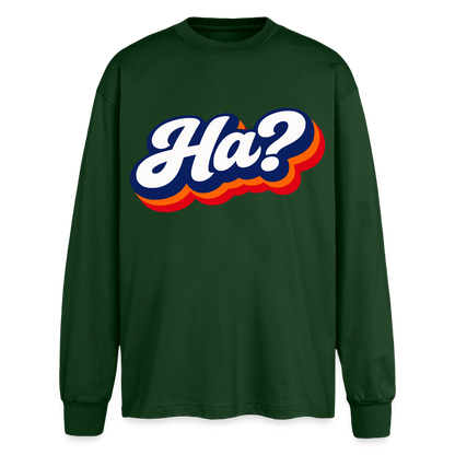 Ha? Design – Oversized Langarmshirt - Flaschengrün