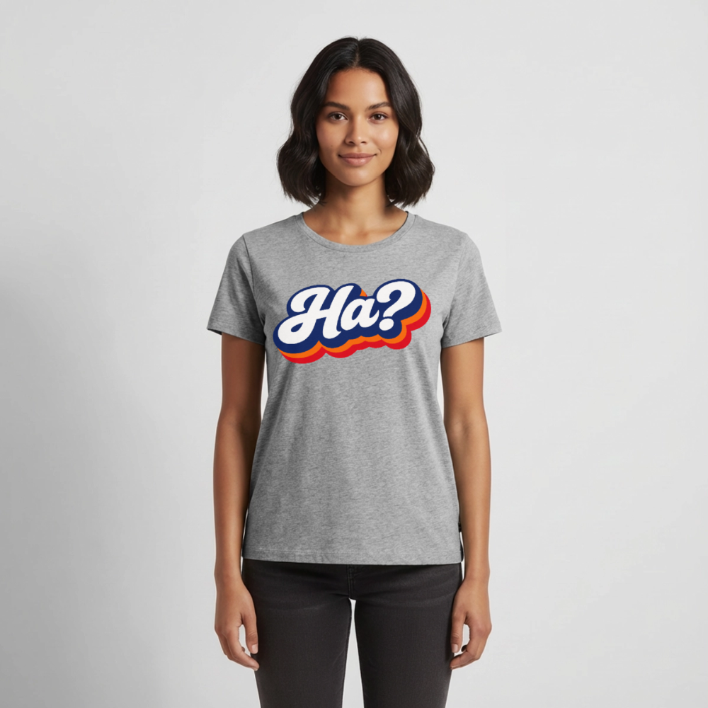 Ha? Design – Frauen Premium T-Shirt - Grau meliert